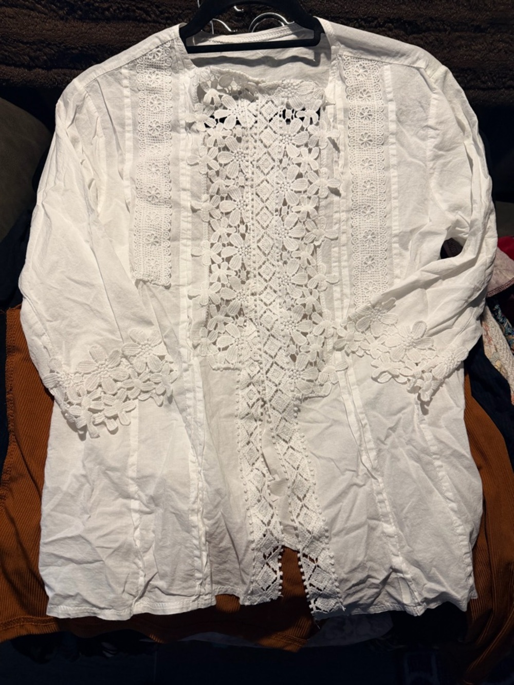 White Cotton with Lace Women's Top